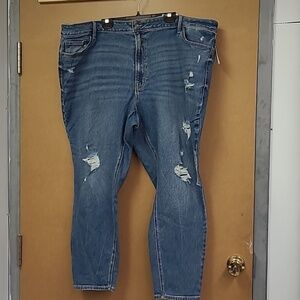 Old Navy Medium Wash Mid Rise Rockstar Super Skinny Distressed Jeans